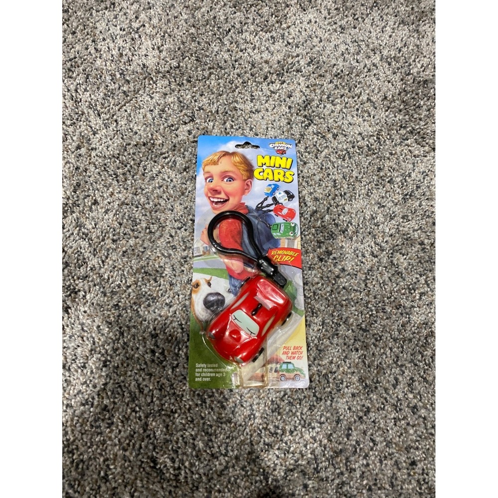 Vintage 2000 Chevron Mini Cars Tony Turbo Red Pull Back Toy Keychain NIP